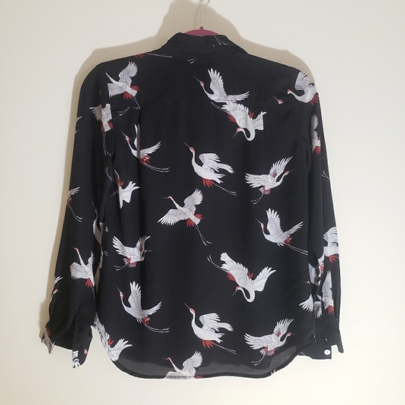 Loft button up crane black blouse - Picture 2 of 7